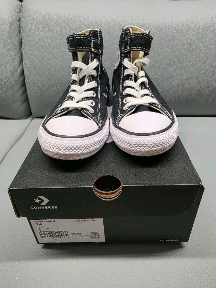 컨버스 키즈 하이탑 블랙 벨크로210mm 블랙 이미지