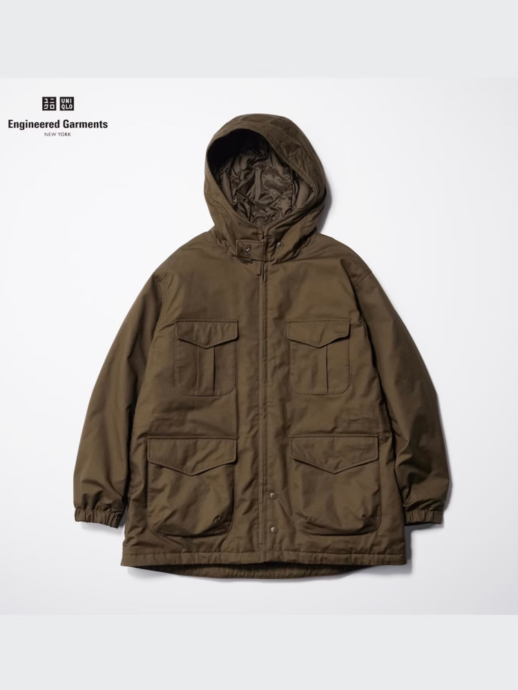 엔지니어드 가먼츠 X 유니클로 퍼프테크 유틸리티 자켓 브라운 XL--1