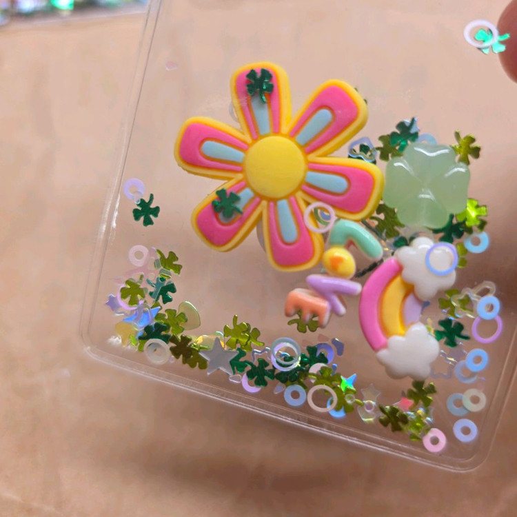 행운 지퍼백 꽃 키링 6개. 이미지