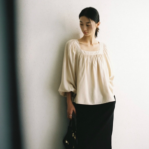 시에sie 러플 실키 블라우스 샐먼베이지XS 새상품