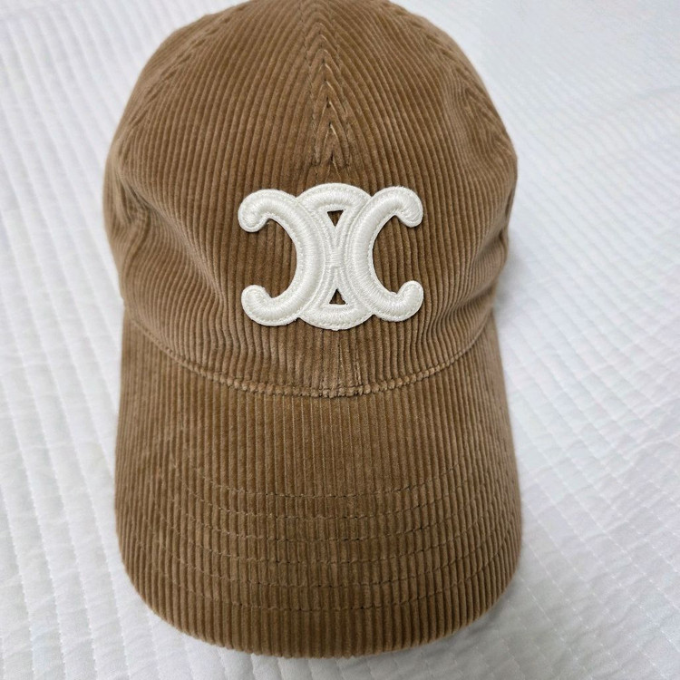 정품 셀린느 트리오페 코듀로이 볼캡 브라운--0