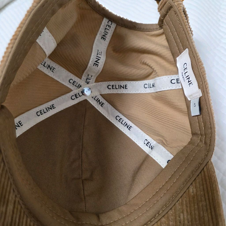 정품 셀린느 트리오페 코듀로이 볼캡 브라운--1