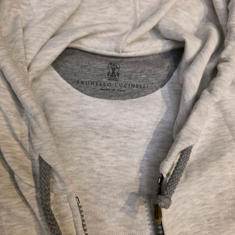 브루넬로 쿠치넬리 그레이 후드 집업--1