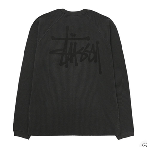 스투시 래글런 써멀 롱슬리브 와플 티셔츠 블랙 S 사이즈