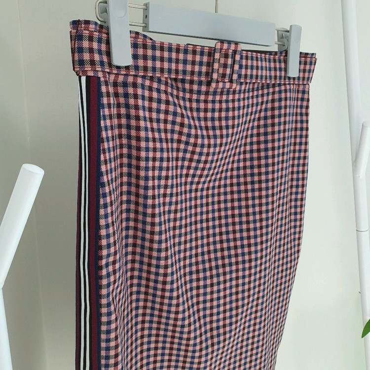 모조에스핀 체크 벨트스커트--1