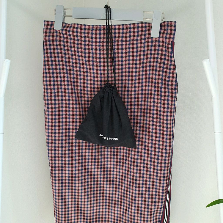 모조에스핀 체크 벨트스커트--2