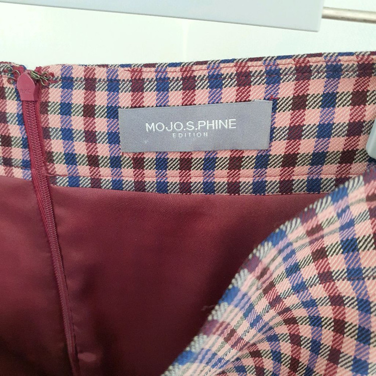 모조에스핀 체크 벨트스커트--3