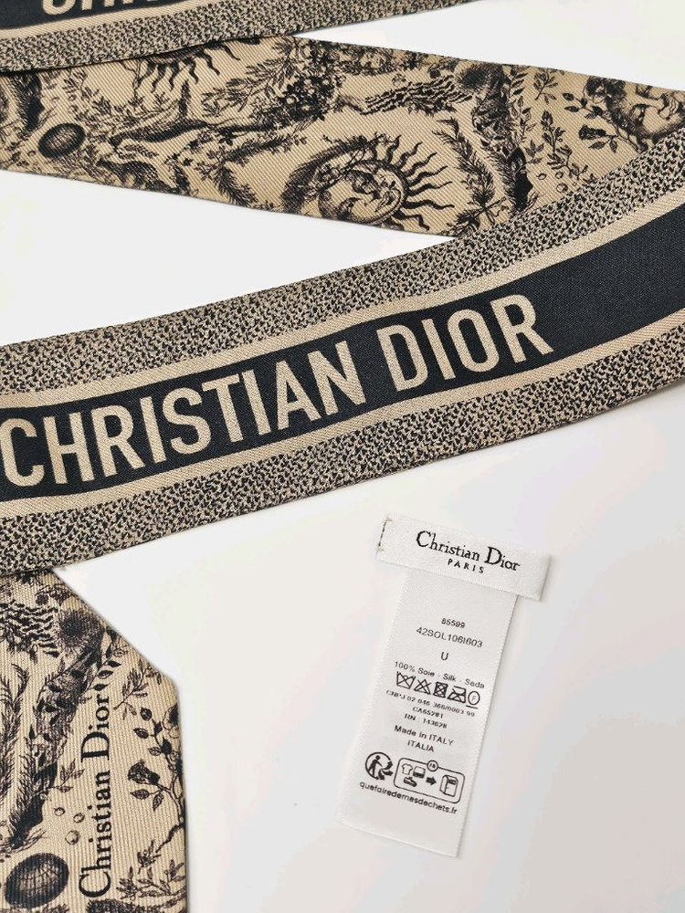 디올 투알 드 주이 솔레이 미차 스카프 - 베이지/블랙 이미지