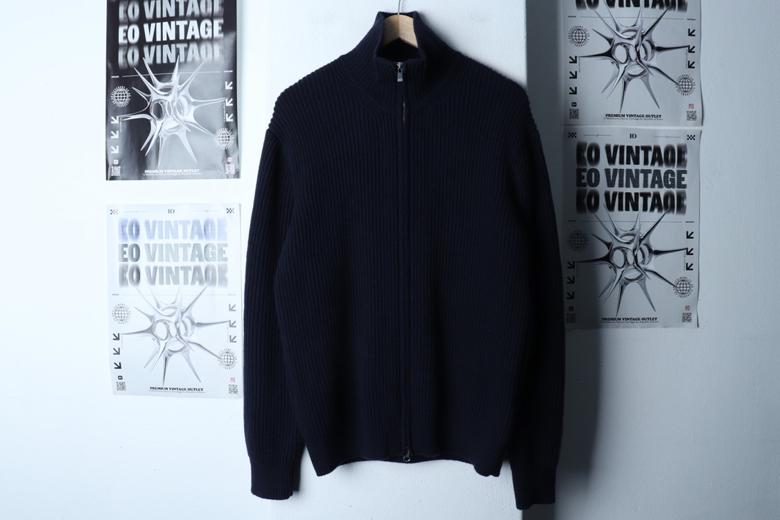 (L-XL) 인더로우 니트 가디건 집업 네이비--1