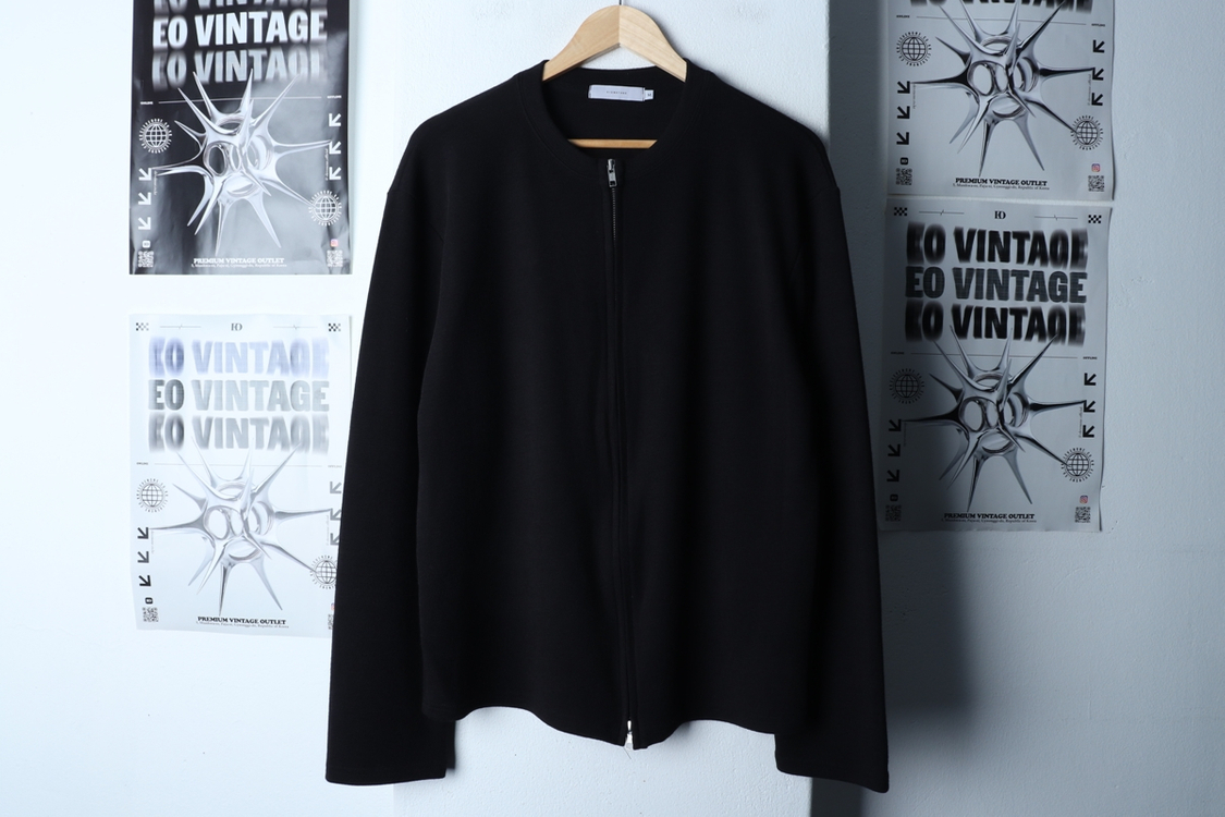 (M-L) 시그니처 니트 가디건 집업 투웨이 블랙--1