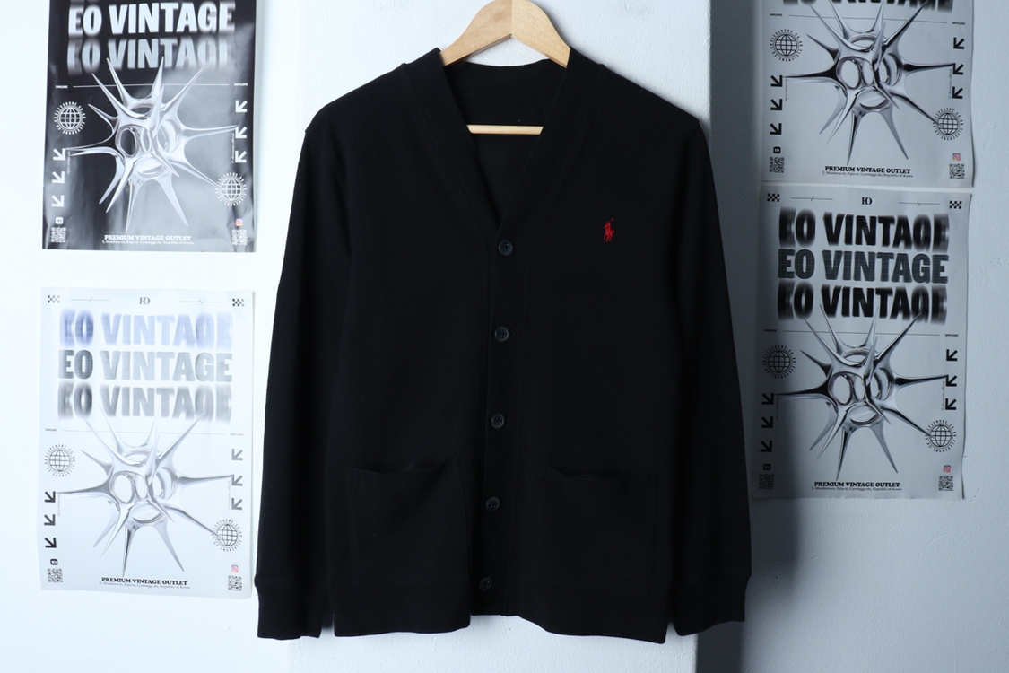 (F) 폴로 랄프로렌 니트 가디건 블랙 레드포니 면--1