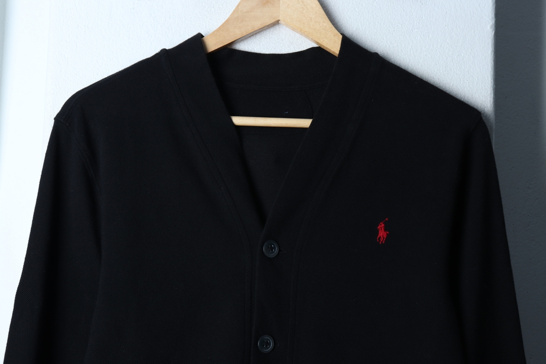 (F) 폴로 랄프로렌 니트 가디건 블랙 레드포니 면--2