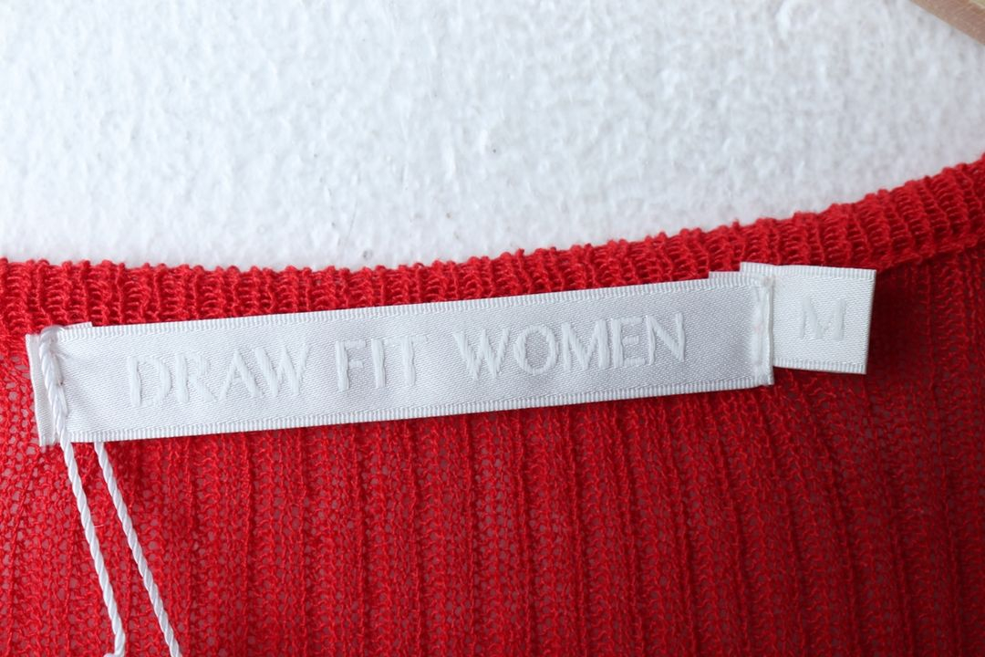 W(M) 드로우핏 니트 가디건 새상품 레드 골지 린넨--5