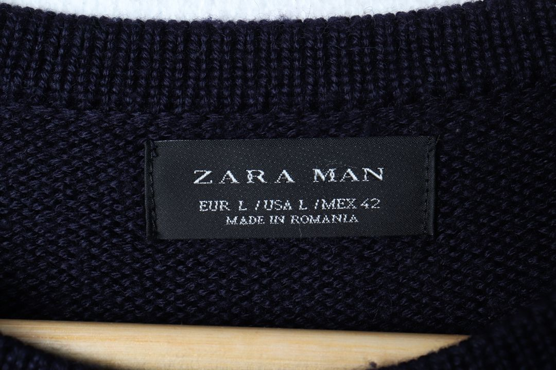 (L-XL) 자라 니트 컬러믹스 네이비 유니크--4