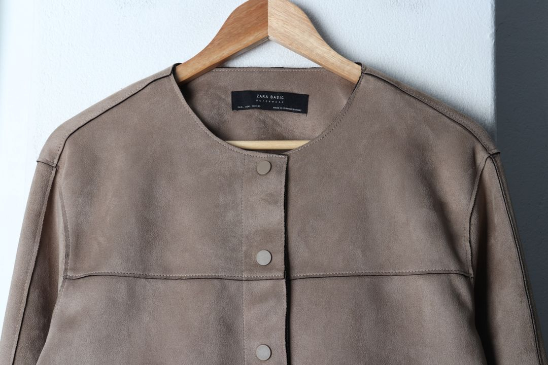 W(L) 자라 집업 바람막이 점퍼자켓 스웨이드 블루종--2