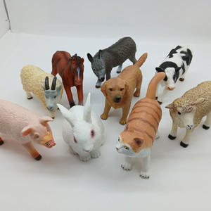 동물 피규어 장난감 모형 인형 강아지 고양이 토끼 돼지 얼룩말 9종 세트