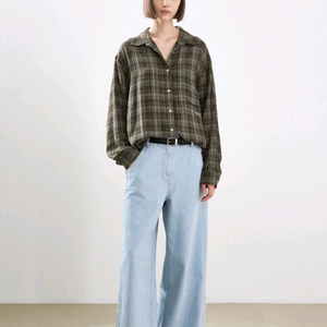 한섬 25fw신상 시스템 울 루즈핏 체크 셔츠 55