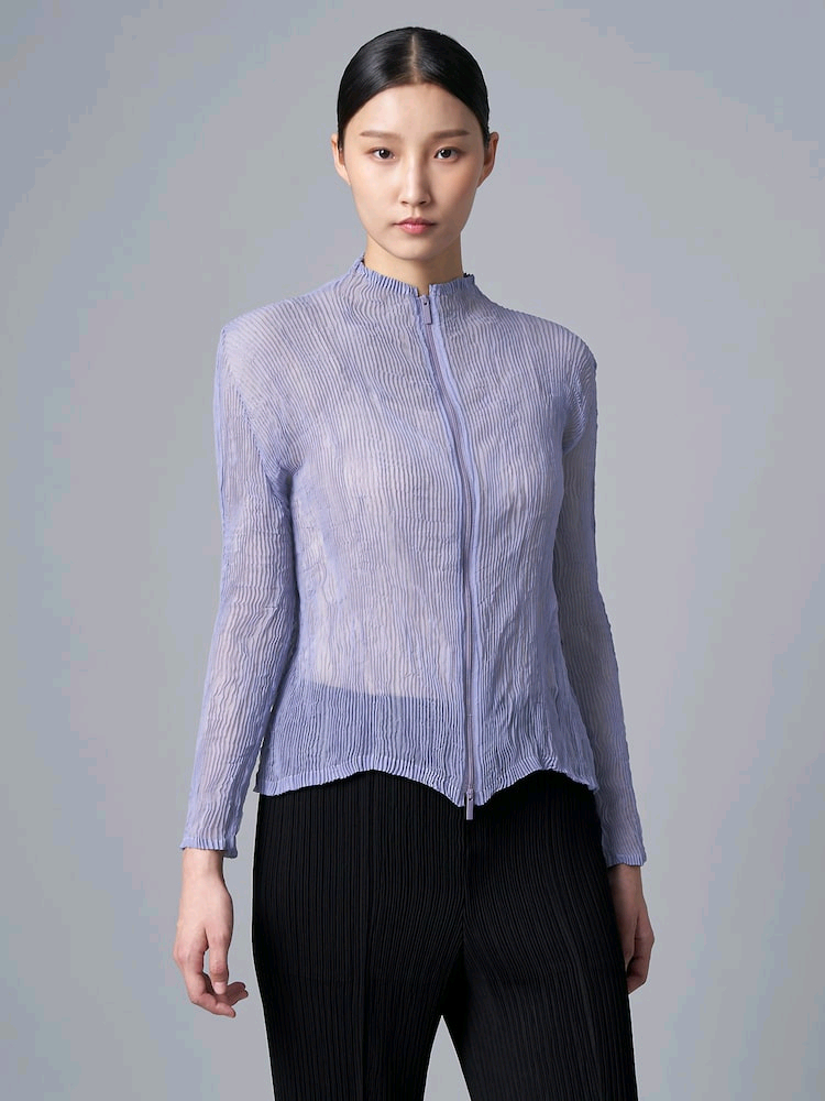 이세이미야케 쉬폰트위스트 집업가디건 &탑--5