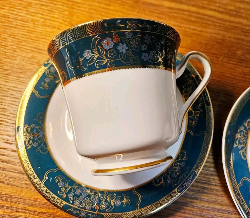 한국도자기 빈티지 금장 찻잔 2조 세트--1