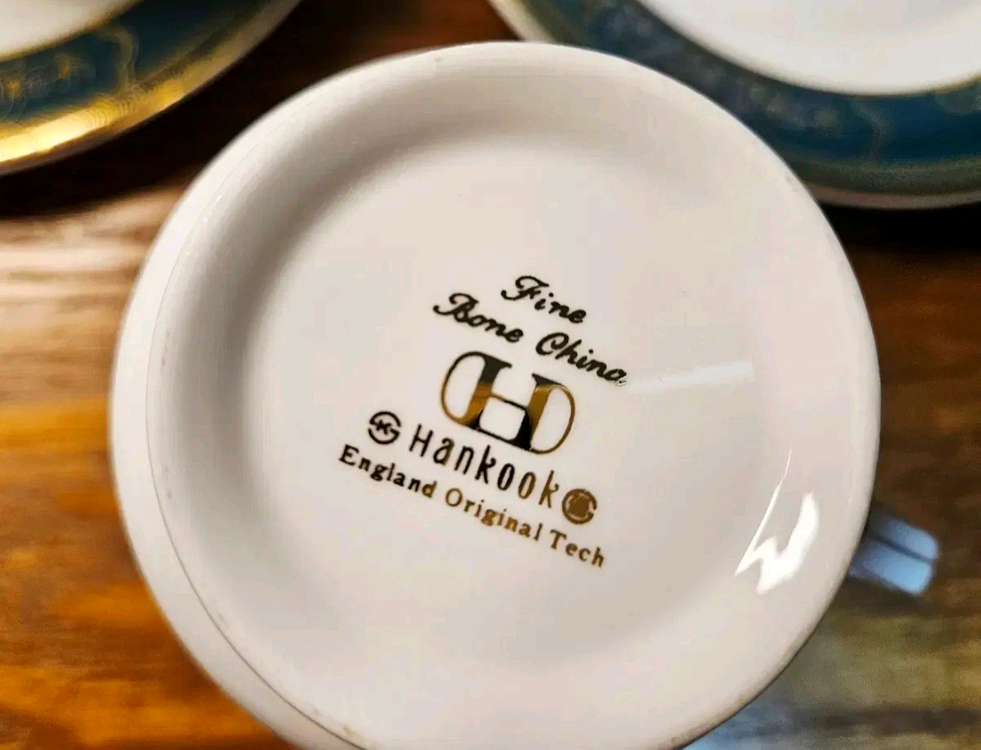 한국도자기 빈티지 금장 찻잔 2조 세트--3