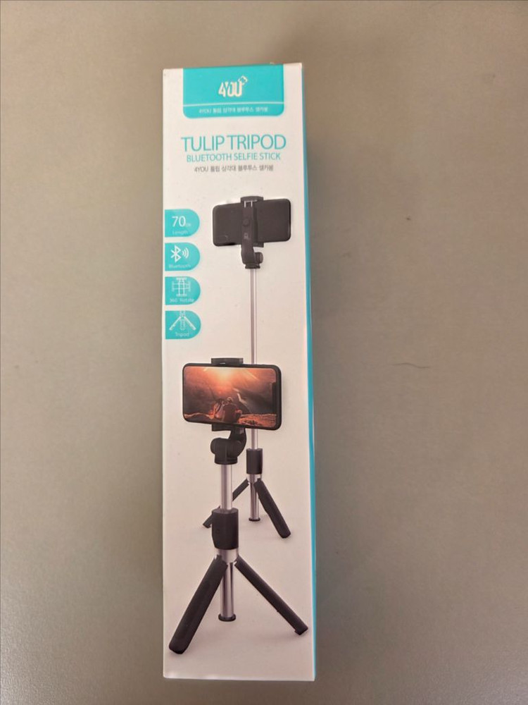 4YOU 튤립 삼각대 블루투스 셀카봉 블랙--2