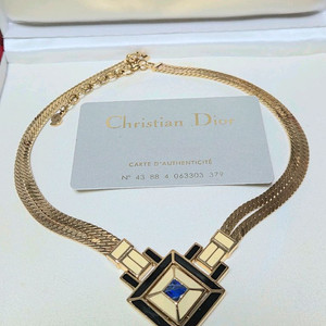 [Christian Dior] 빈티지 디올 : 스퀘어 펜던트 2체인 초커 목걸이