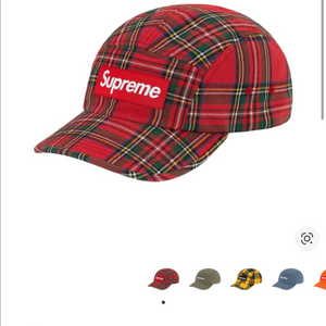 슈프림 캠프캡 모자 박스로고 20fw 타탄 체크 레드