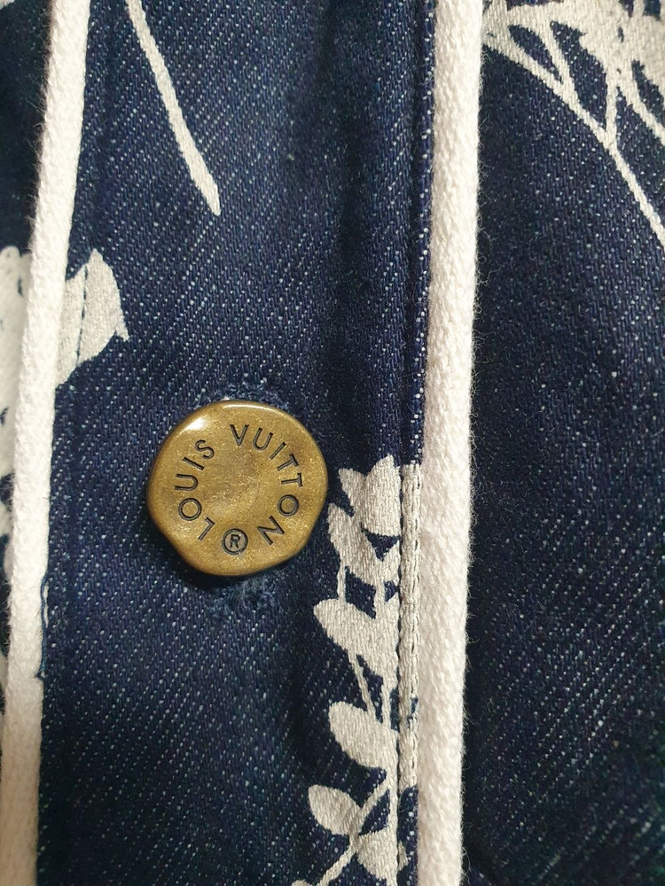 루이비통 플로럴 LV 패턴 반팔 셔츠자켓 M 네이비--2