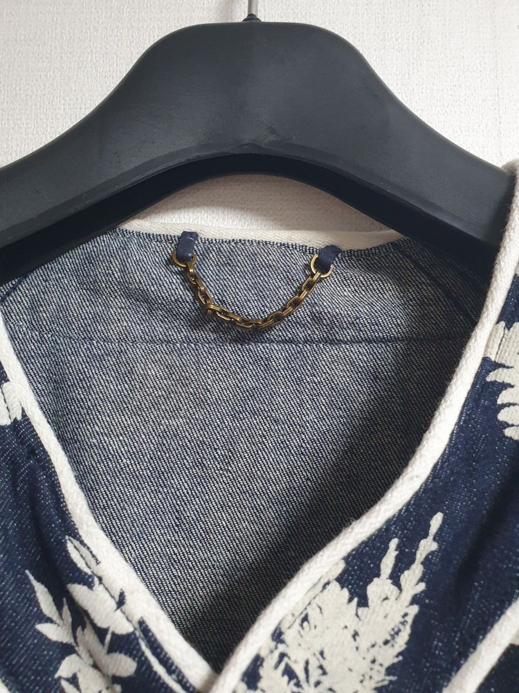 루이비통 플로럴 LV 패턴 반팔 셔츠자켓 M 네이비--4