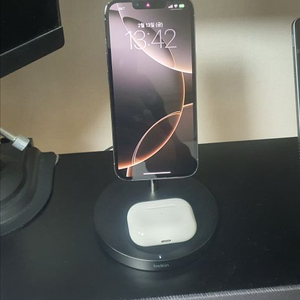 벨킨 2in1 15w 맥세이프 무선충전기 스탠드 애플 아이폰 갤럭시 에어팟 버즈 충전