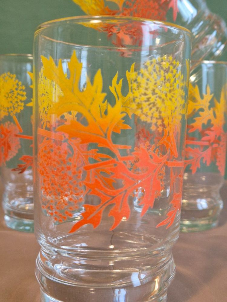 U.S.A.빈티지 리비 글라스 어텀 리브스.개당가--3