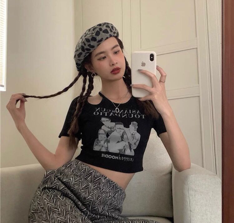 래퍼여친룩 크롭 티셔츠--1