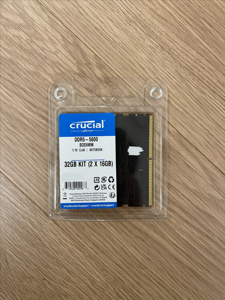 [새제품] 마이크론 크루셜 Crucial 노트북 램 DDR5-5600 CL46 32GB(16GB x 2)--1