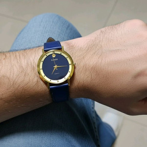 기아자동차 카이저 쿼츠 골드 프레임 남성 가죽시계