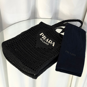 [정품] 프라다 라피아 크로셰 네트 토트백 숄더백 1BG393