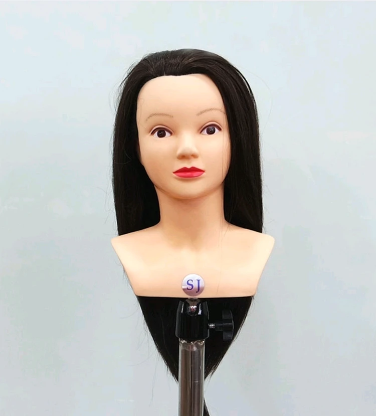 업스타일 자연갈색 22인치 어깨 마네킹 100%인모 천혜인 프로아 비너스 가발 이미지