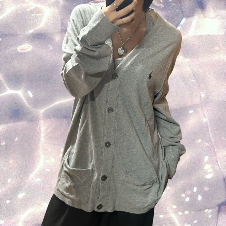 폴로 랄프로렌 오버핏 포켓 니트 가디건 그레이 XL--1