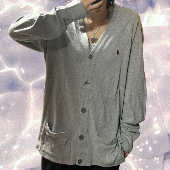 폴로 랄프로렌 오버핏 포켓 니트 가디건 그레이 XL--2