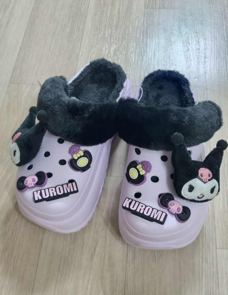 산리오 털 크록스 슬리퍼--2