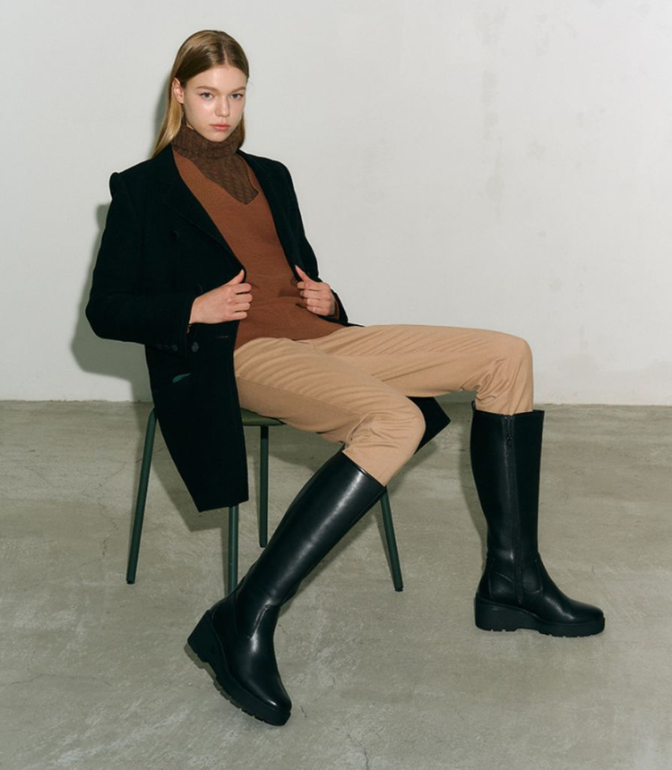 제옥스 부츠 여자 롱부츠 미에레일 여성 웨지 힐 블랙 245 이미지