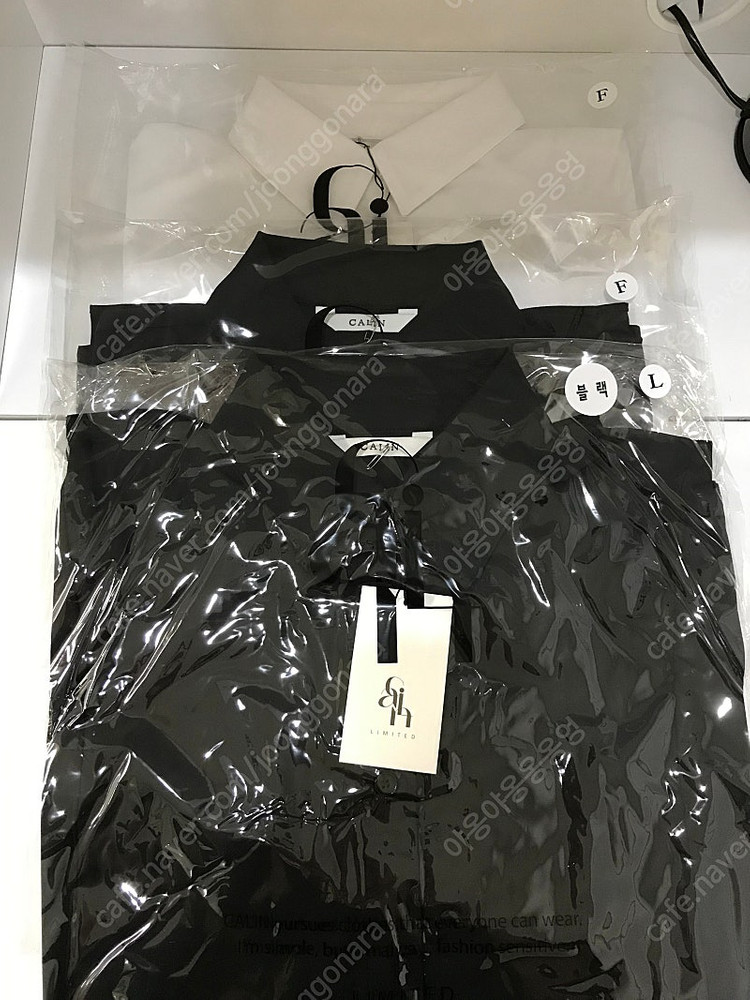 꺌랑 왜다려셔츠 2025 검정 화이트 ,스트라이프 F &L 사이즈 이미지