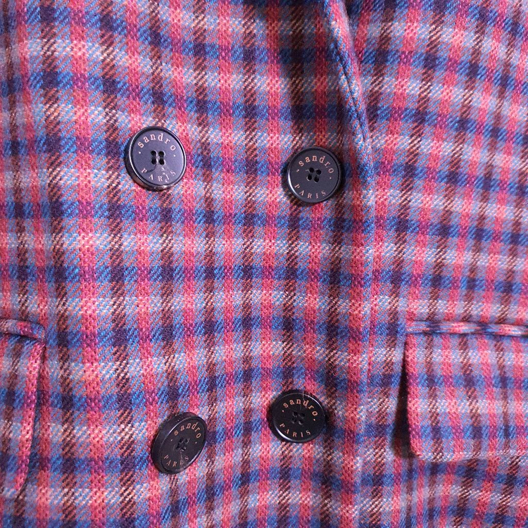 산드로 체크 울 더블코트자켓--2