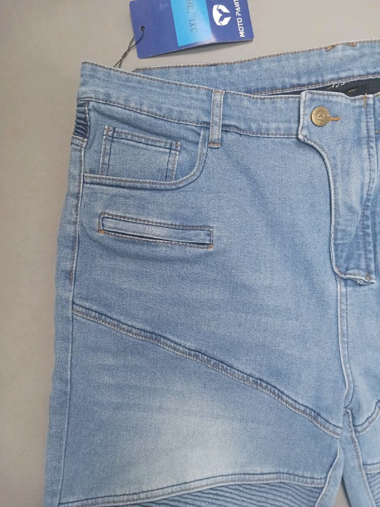 새제품 [38] 모토팬츠 블루 워싱 바이커진 청바지 발망 스타일 이미지