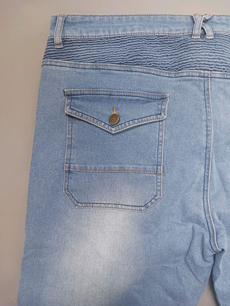 새제품 [38] 모토팬츠 블루 워싱 바이커진 청바지 발망 스타일 이미지