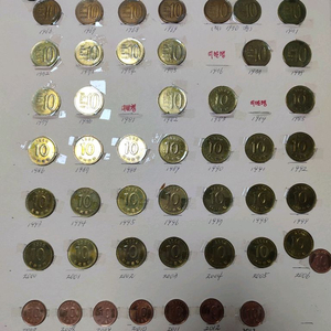 1966~2013 연도별 10원 동전 완성 세트 (초기년도 포함)