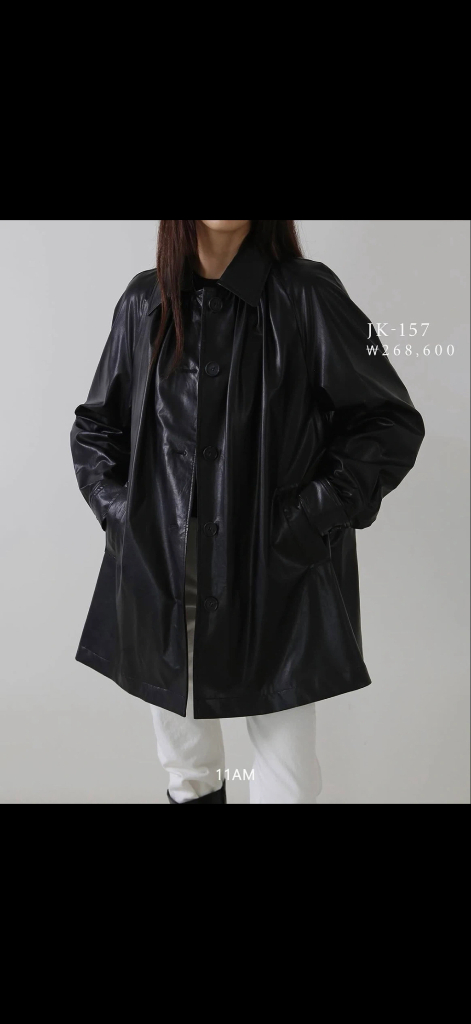 11am 제작 에코레더 트렌치 바바리--1