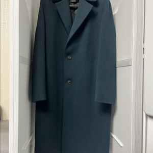 타임옴므 다크그린 캐시미어 세미오버핏 핸드메이드 코트 95사이즈