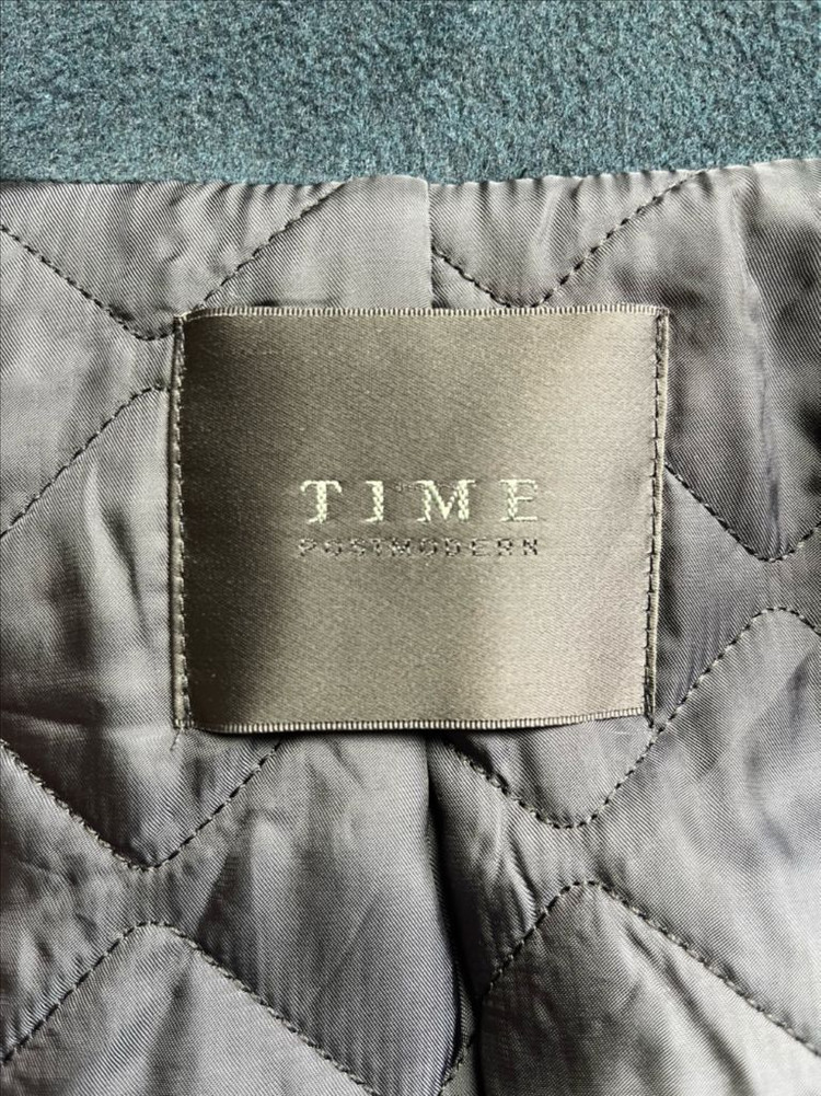 타임옴므 다크그린 캐시미어 세미오버핏 핸드메이드 코트 95사이즈--4