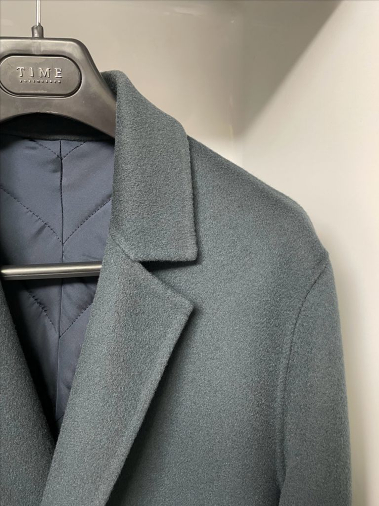 타임옴므 스모크블루 캐시미어 핸드메이드 더블 코트 100사이즈--2