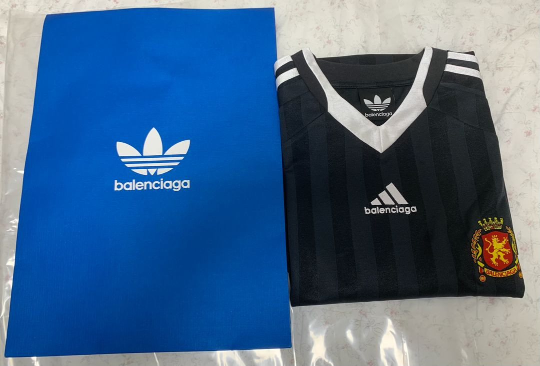 [4]발렌시아가 아디다스 풋볼 져지 블랙 반팔티셔츠 싸커 사커--7